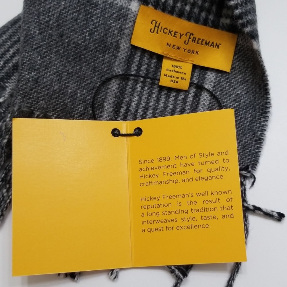 NWT Hickey Freeman Glen Plaid Cashmere Scarf - Picture 6 of 8